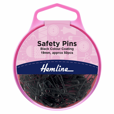 H414.000 Safety Pins: 19mm - Black - 50pcs 